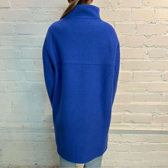 COS Electric Blue Oversized Zip-Up Coat with High Collar - Size XS - Picture 4 of 5